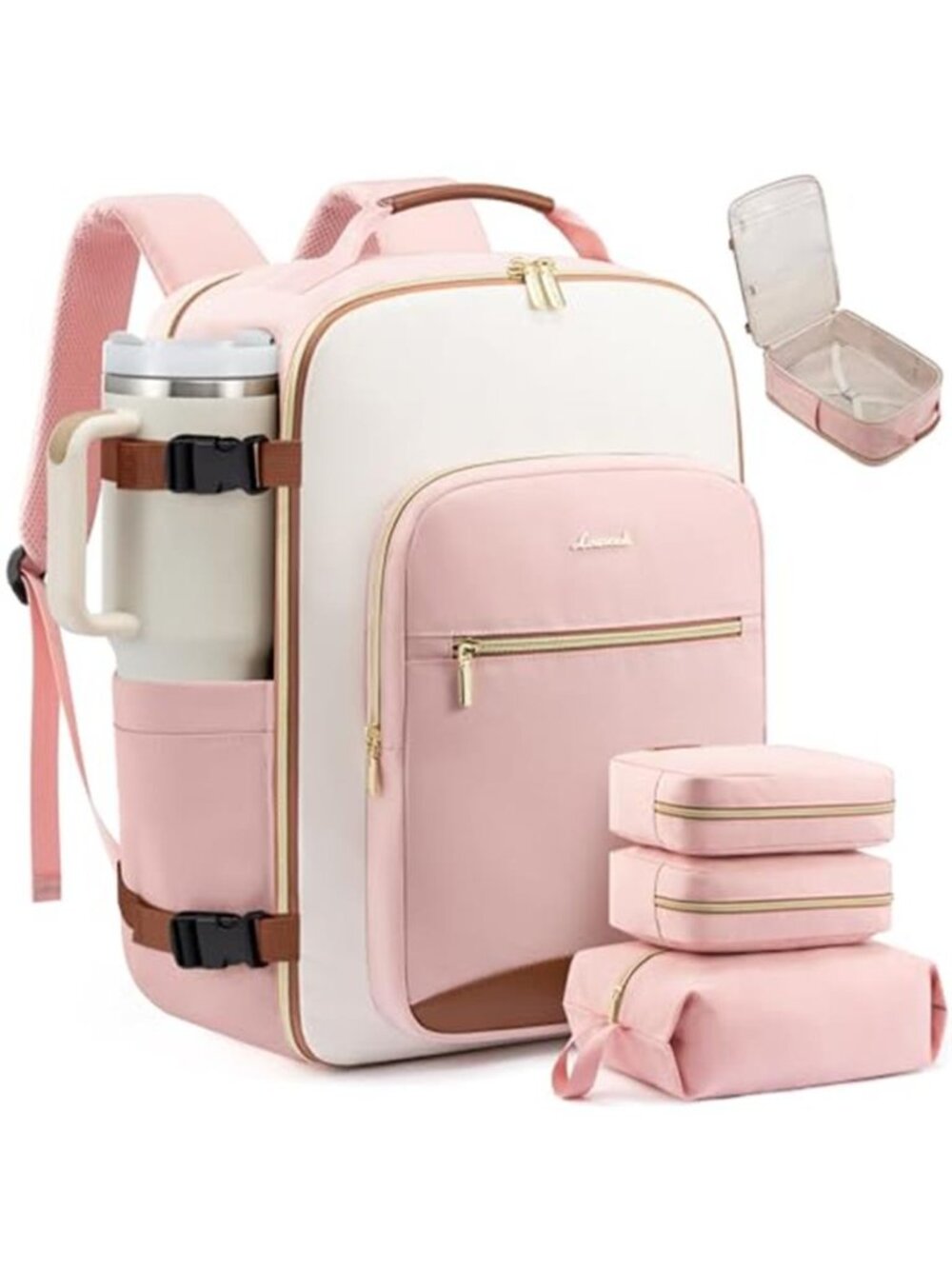 40L Travel Backpack Women Men Carry On Airline Approved Laptop Packing Cubes